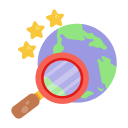 Globo terráqueo con icono de lupa