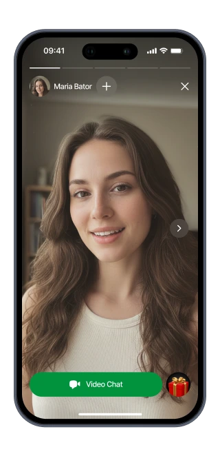 Video chat preview con mujer joven