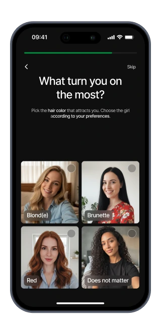 El usuario selecciona el color de pelo que prefiere en la aplicación