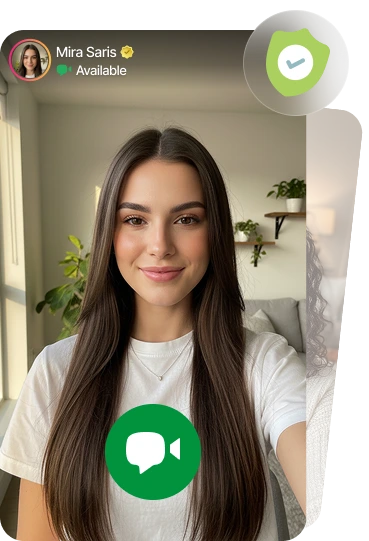 Profil einer Frau in einer Video-Chat-App