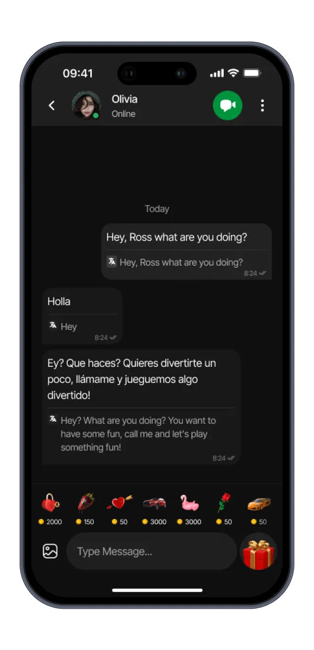 Moderna interfaz de chat de vídeo