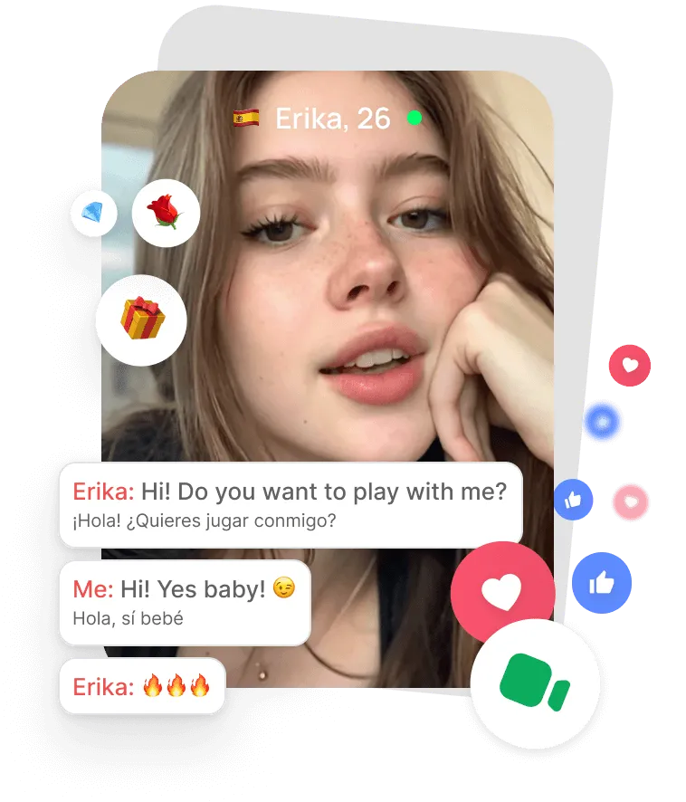 Chica con mensaje de chat en vivo